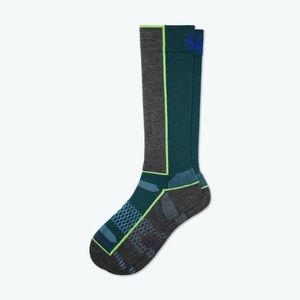 NWT Men's Mid-Cushion Merino Wool Blend Ski & Snowboard Socks in Midnight Teal